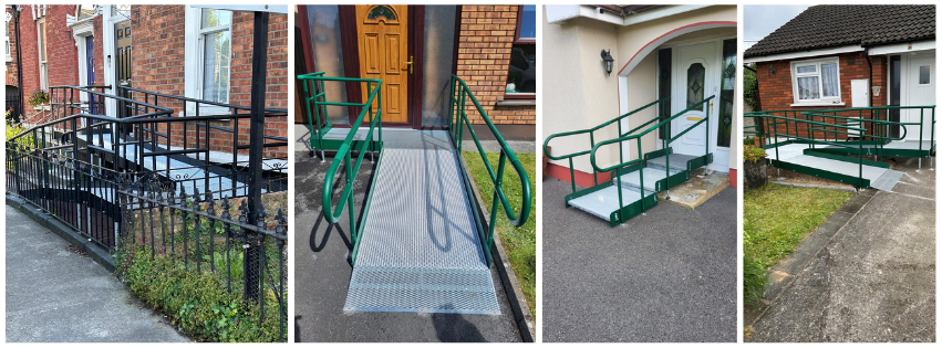 4 images of modular ramps installed in july