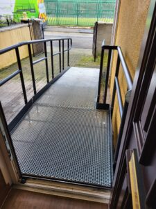 Ramp Installed at a front door looking out