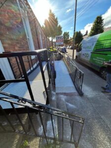 black modular ramp with the sunshine